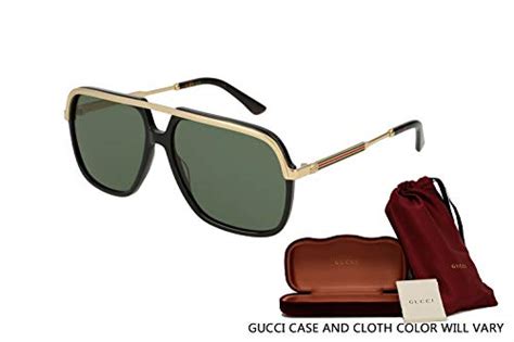 Amazon.com: Gucci GG0200S 001 57M Black/Gold/Green .